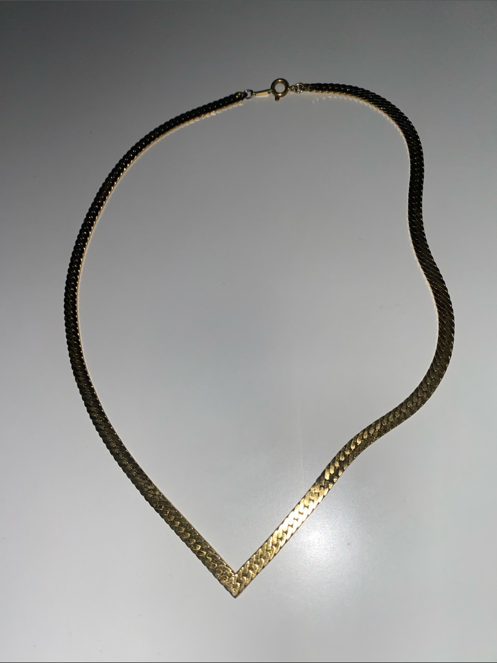 Gold V-Point Herringbone Necklace - Women